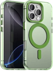 Apple iPhone 16 Pro Hoesje MagSafe Backcover Semi-Transparant & Groen afbeelding