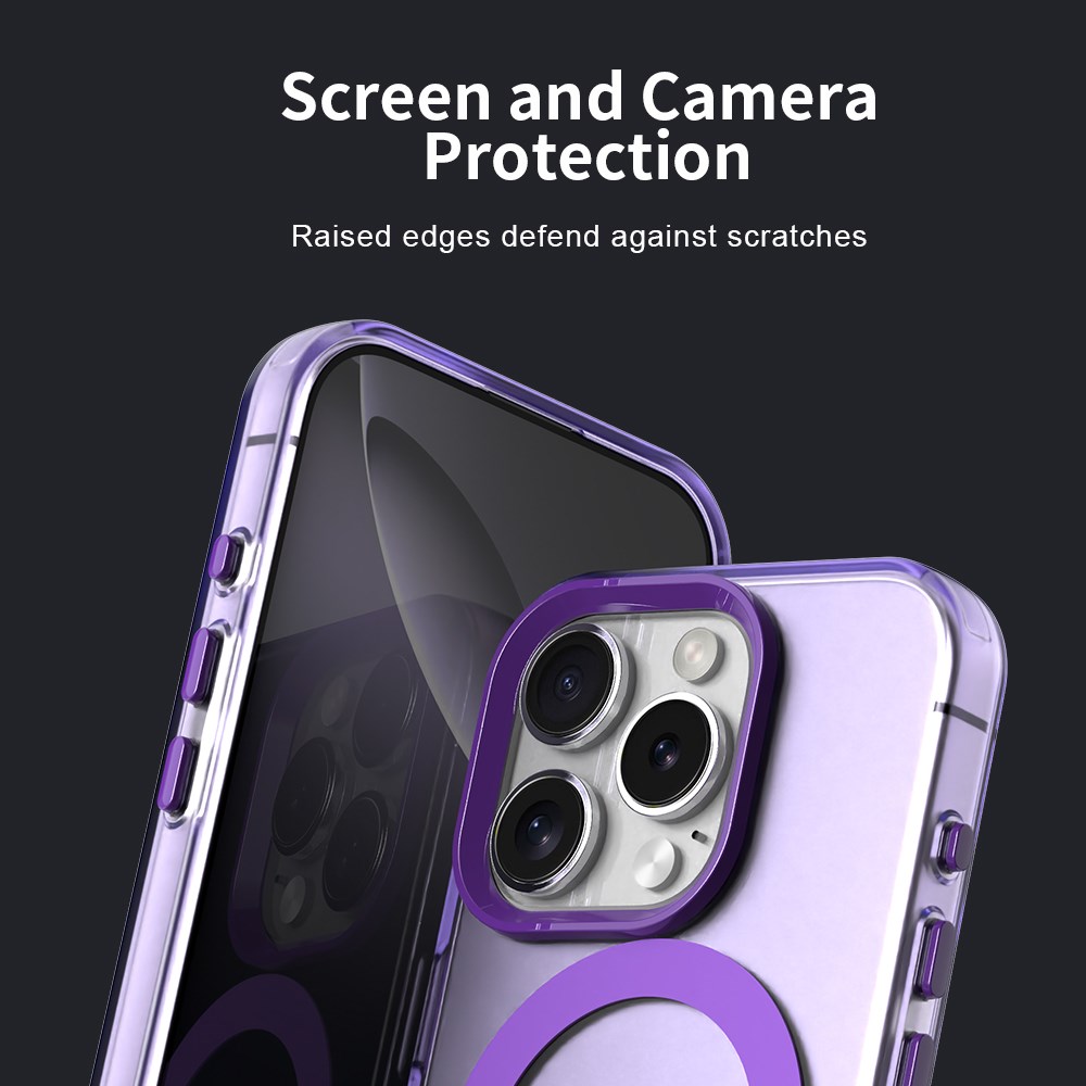 Apple iPhone 16 Pro Hoesje MagSafe Backcover Semi-Transparant & Paars afbeelding 6