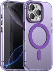 Apple iPhone 16 Pro Hoesje MagSafe Backcover Semi-Transparant & Paars afbeelding