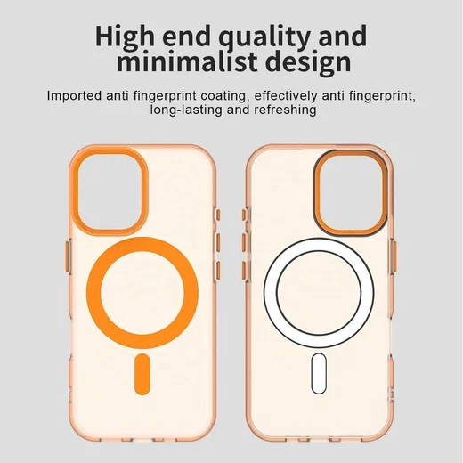 Apple iPhone 16 Plus Hoesje MagSafe Backcover Semi-Transparant & Oranje afbeelding 9