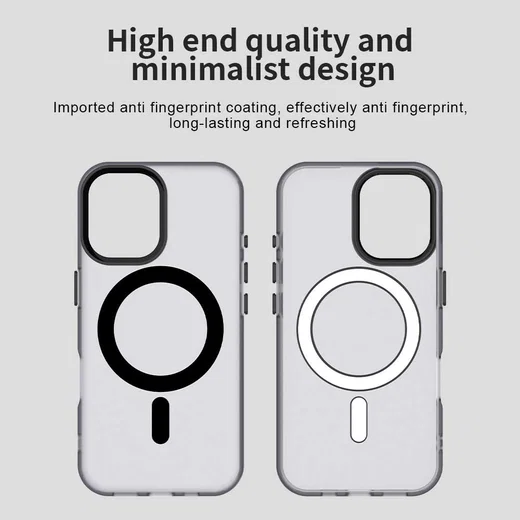 Apple iPhone 16 Plus Hoesje MagSafe Backcover Semi-Transparant & Zwart afbeelding 10
