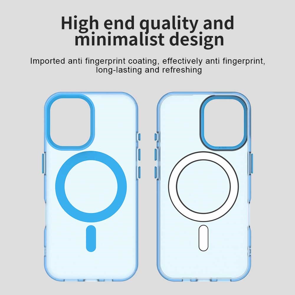 Apple iPhone 16 Plus Hoesje MagSafe Backcover Semi-Transparant & Blauw afbeelding 10