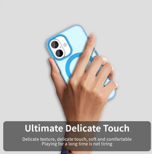 Apple iPhone 16 Plus Hoesje MagSafe Backcover Semi-Transparant & Blauw afbeelding 9