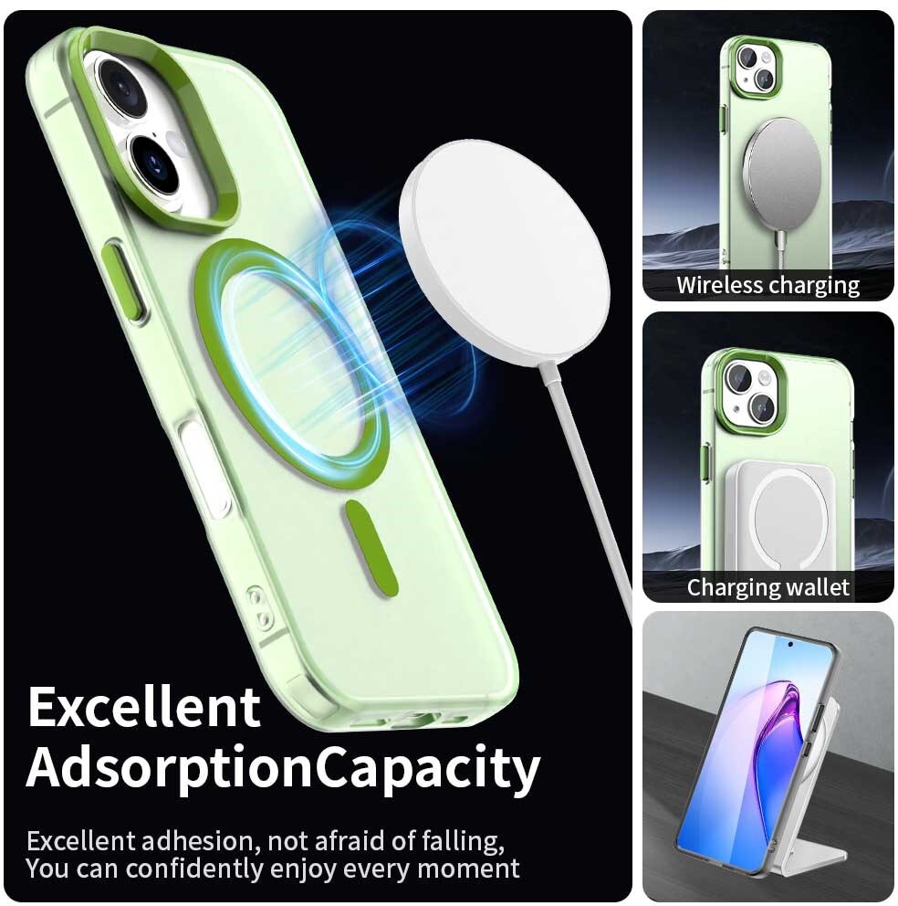 Apple iPhone 16 Plus Hoesje MagSafe Backcover Semi-Transparant & Groen afbeelding 5