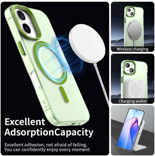 Apple iPhone 16 Plus Hoesje MagSafe Backcover Semi-Transparant & Groen afbeelding 5