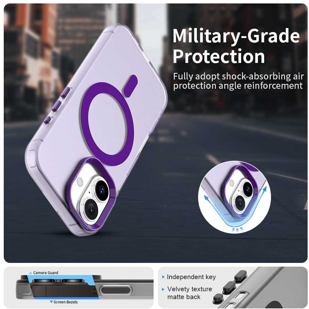 Apple iPhone 16 Plus Hoesje MagSafe Backcover Semi-Transparant & Paars afbeelding 2