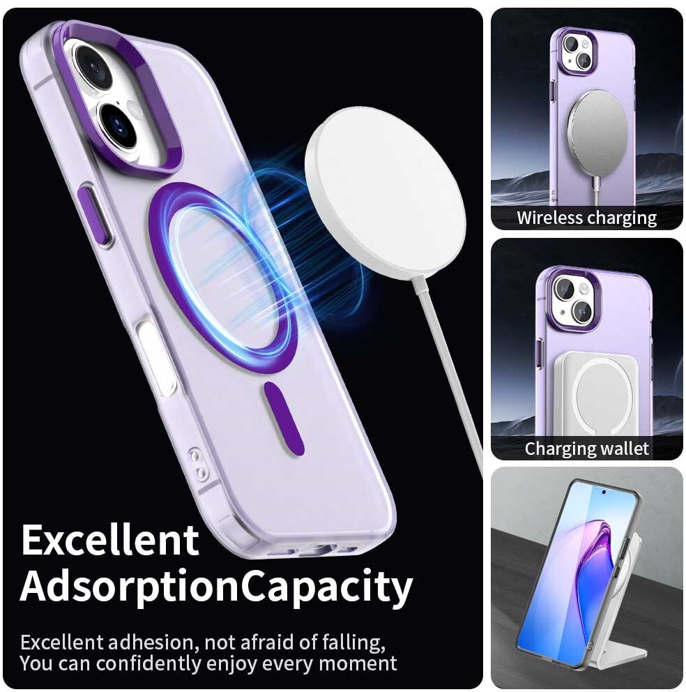 Apple iPhone 16 Plus Hoesje MagSafe Backcover Semi-Transparant & Paars afbeelding 5