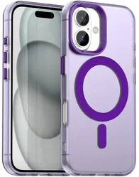 Apple iPhone 16 Plus Hoesje MagSafe Backcover Semi-Transparant & Paars afbeelding