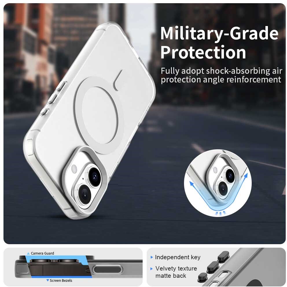Apple iPhone 16 Hoesje MagSafe Backcover Semi-Transparant & Wit afbeelding 2