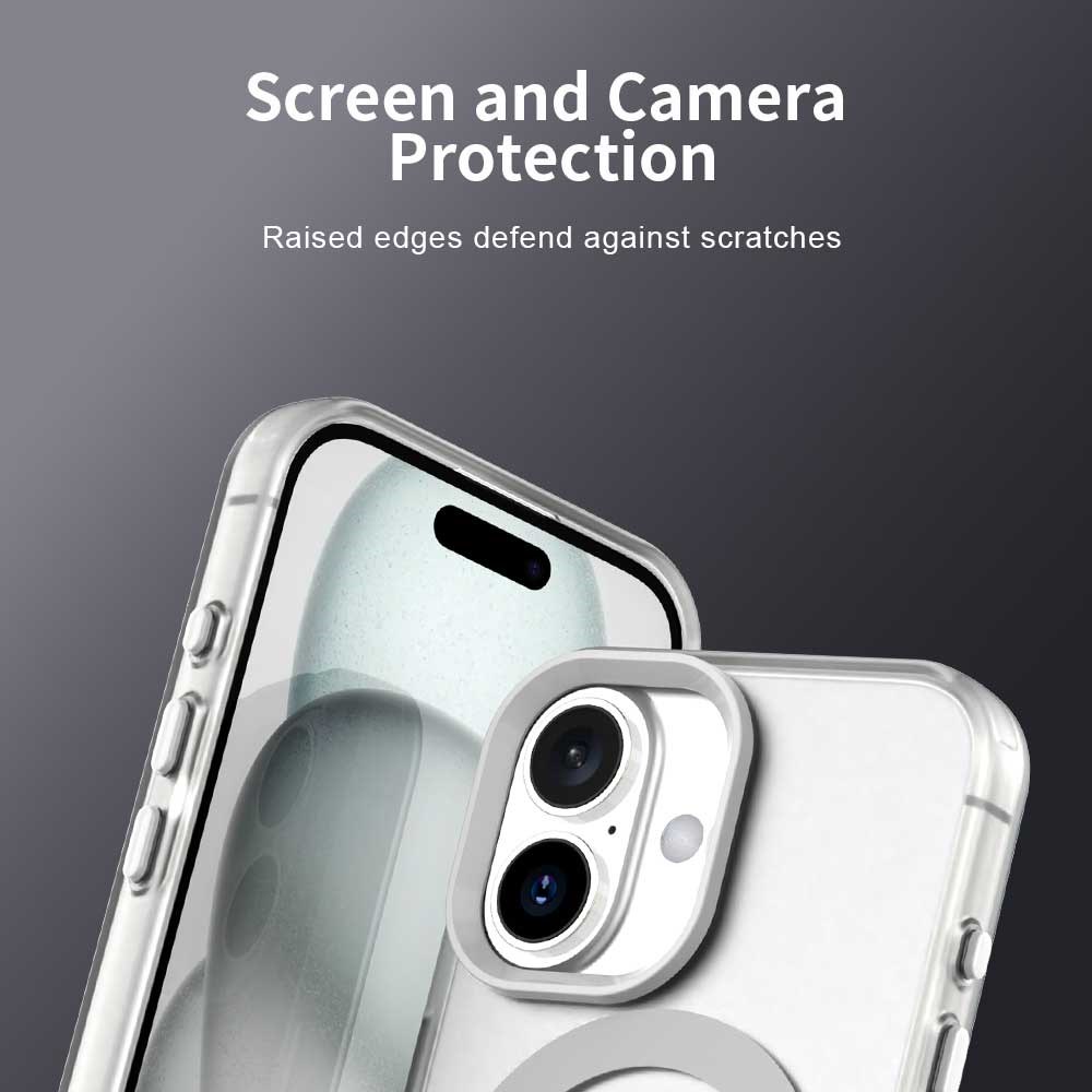 Apple iPhone 16 Hoesje MagSafe Backcover Semi-Transparant & Wit afbeelding 8