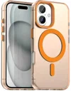 Apple iPhone 16 Hoesje MagSafe Backcover Semi-Transparant & Oranje