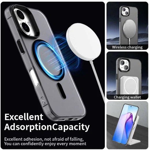 Apple iPhone 16 Hoesje MagSafe Backcover Semi-Transparant & Zwart afbeelding 5