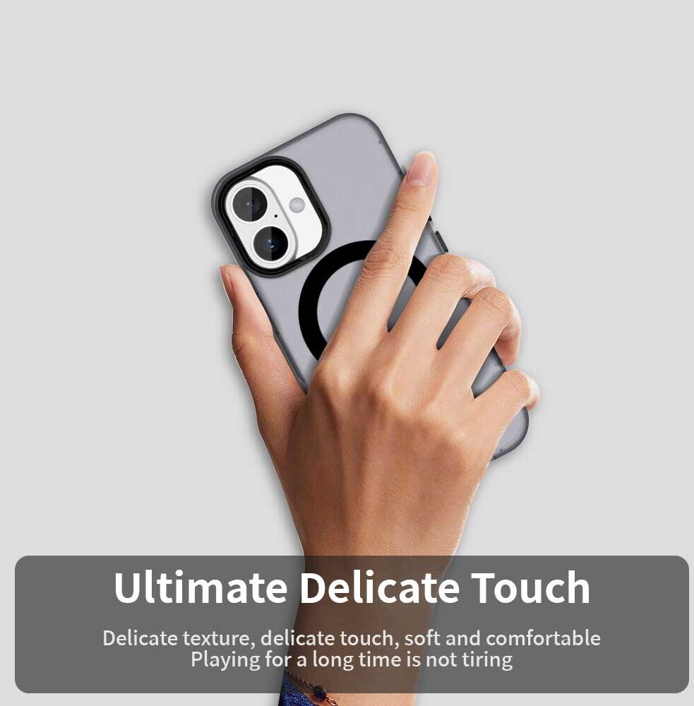 Apple iPhone 16 Hoesje MagSafe Backcover Semi-Transparant & Zwart afbeelding 9