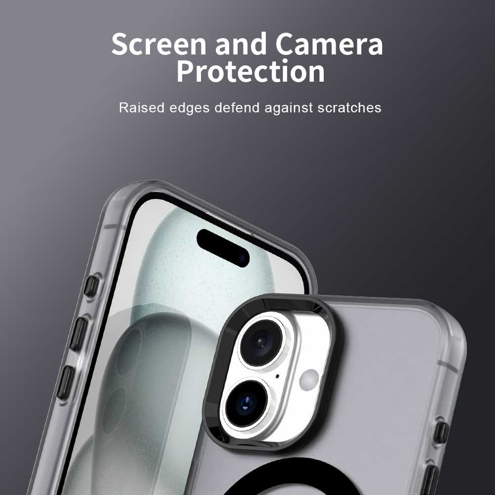 Apple iPhone 16 Hoesje MagSafe Backcover Semi-Transparant & Zwart afbeelding 8