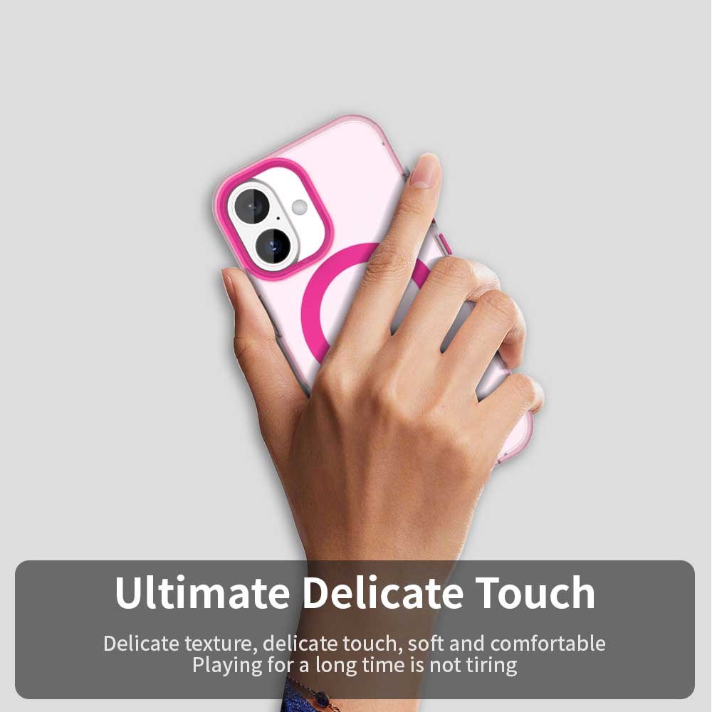 Apple iPhone 16 Hoesje MagSafe Backcover Semi-Transparant & Roze afbeelding 9
