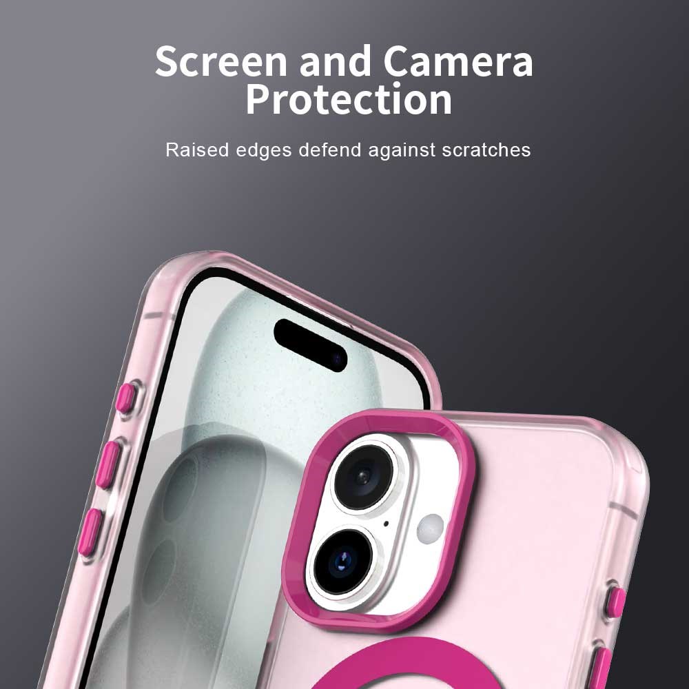 Apple iPhone 16 Hoesje MagSafe Backcover Semi-Transparant & Roze afbeelding 8