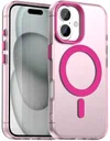 Apple iPhone 16 Hoesje MagSafe Backcover Semi-Transparant & Roze