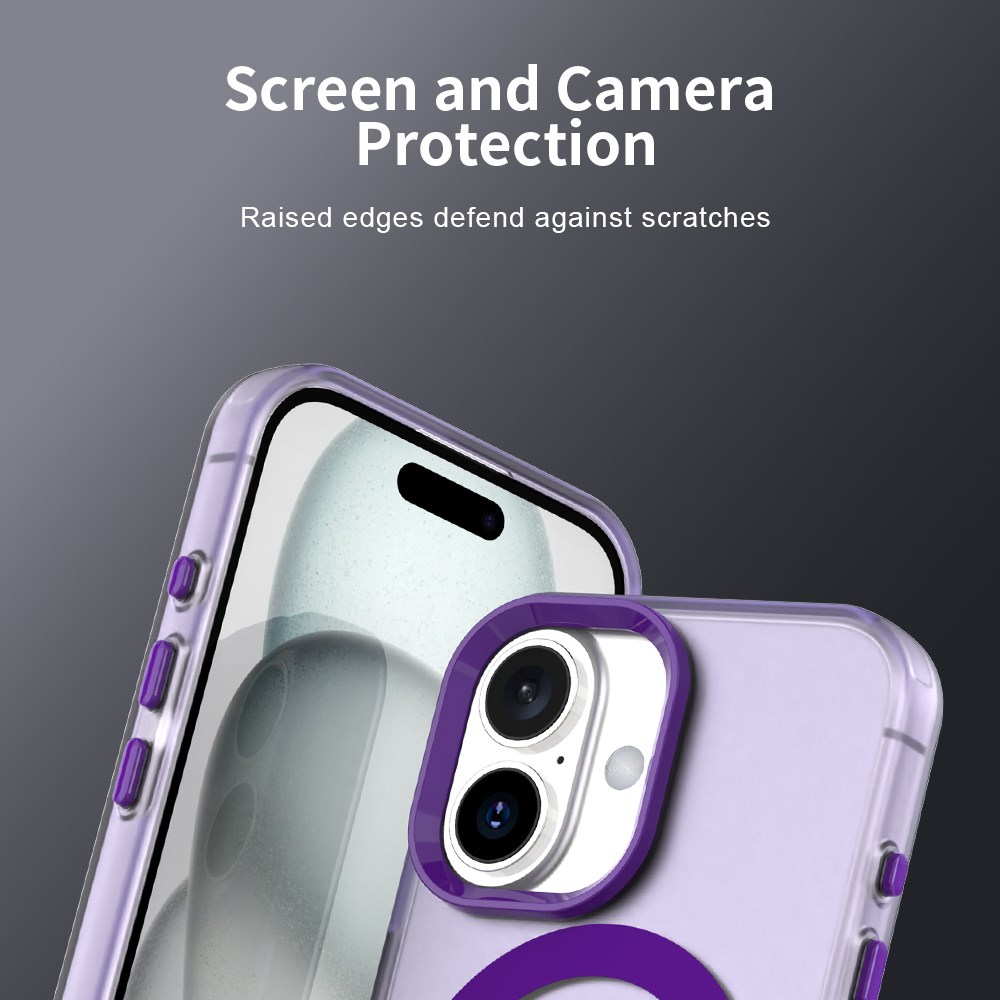 Apple iPhone 16 Hoesje MagSafe Backcover Semi-Transparant & Paars afbeelding 8