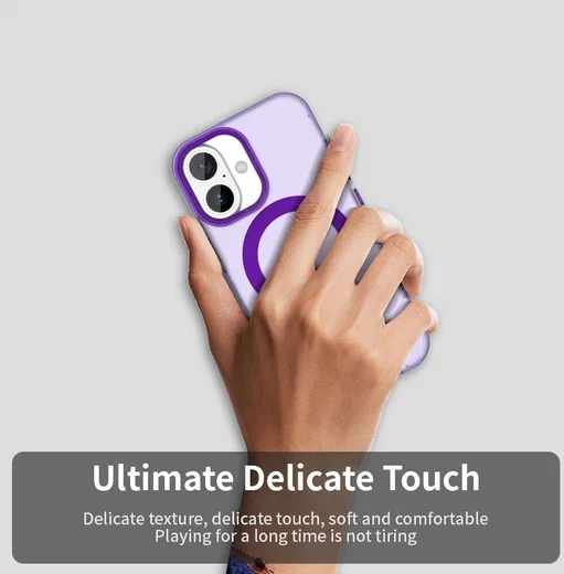 Apple iPhone 16 Hoesje MagSafe Backcover Semi-Transparant & Paars afbeelding 9