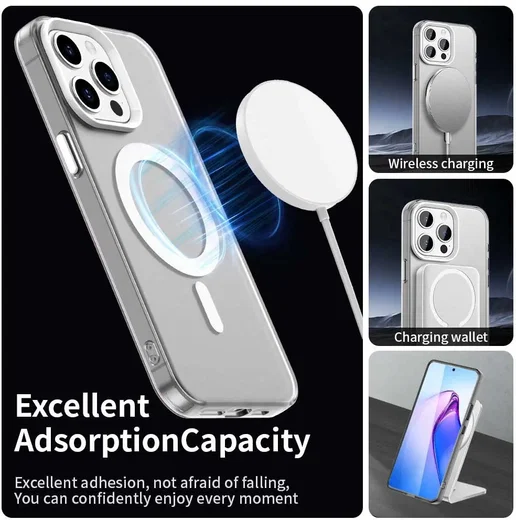 Apple iPhone 15 Pro Max Hoesje MagSafe Backcover Semi-Transparant & Wit afbeelding 5