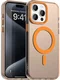 Apple iPhone 15 Pro Max Hoesje MagSafe Backcover Semi-Transparant & Oranje