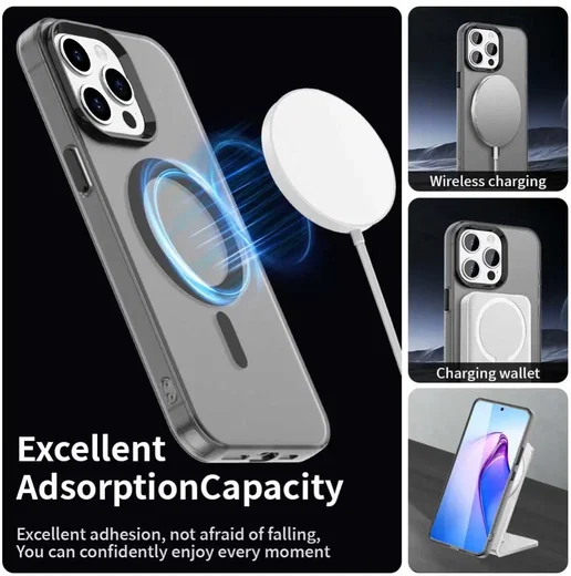 Apple iPhone 15 Pro Max Hoesje MagSafe Backcover Semi-Transparant & Zwart afbeelding 3
