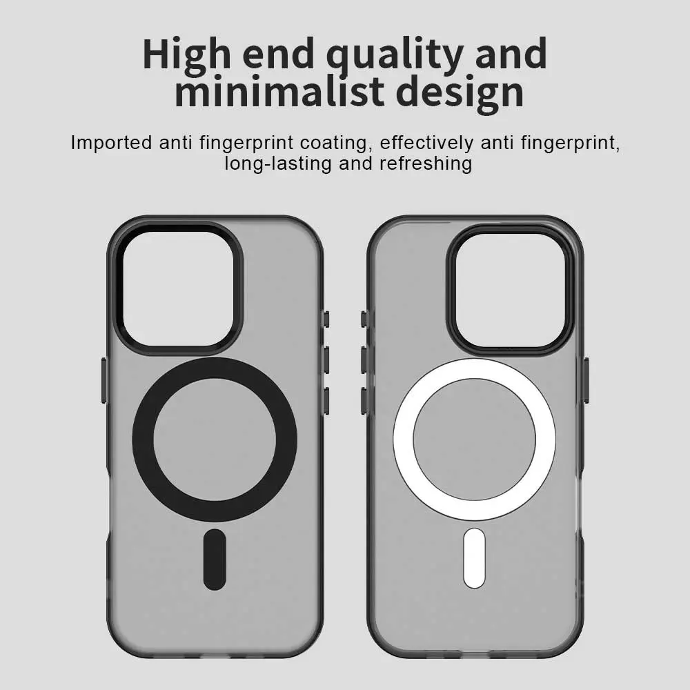 Apple iPhone 15 Pro Max Hoesje MagSafe Backcover Semi-Transparant & Zwart afbeelding 8