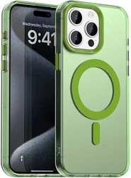 Apple iPhone 15 Pro Max Hoesje MagSafe Backcover Semi-Transparant & Groen afbeelding