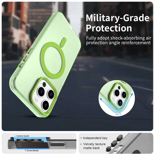 Apple iPhone 15 Pro Max Hoesje MagSafe Backcover Semi-Transparant & Groen afbeelding 2