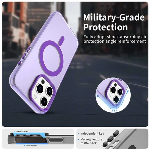 Apple iPhone 15 Pro Max Hoesje MagSafe Backcover Semi-Transparant & Paars afbeelding 2