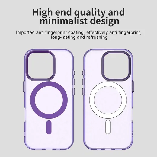 Apple iPhone 15 Pro Max Hoesje MagSafe Backcover Semi-Transparant & Paars afbeelding 8