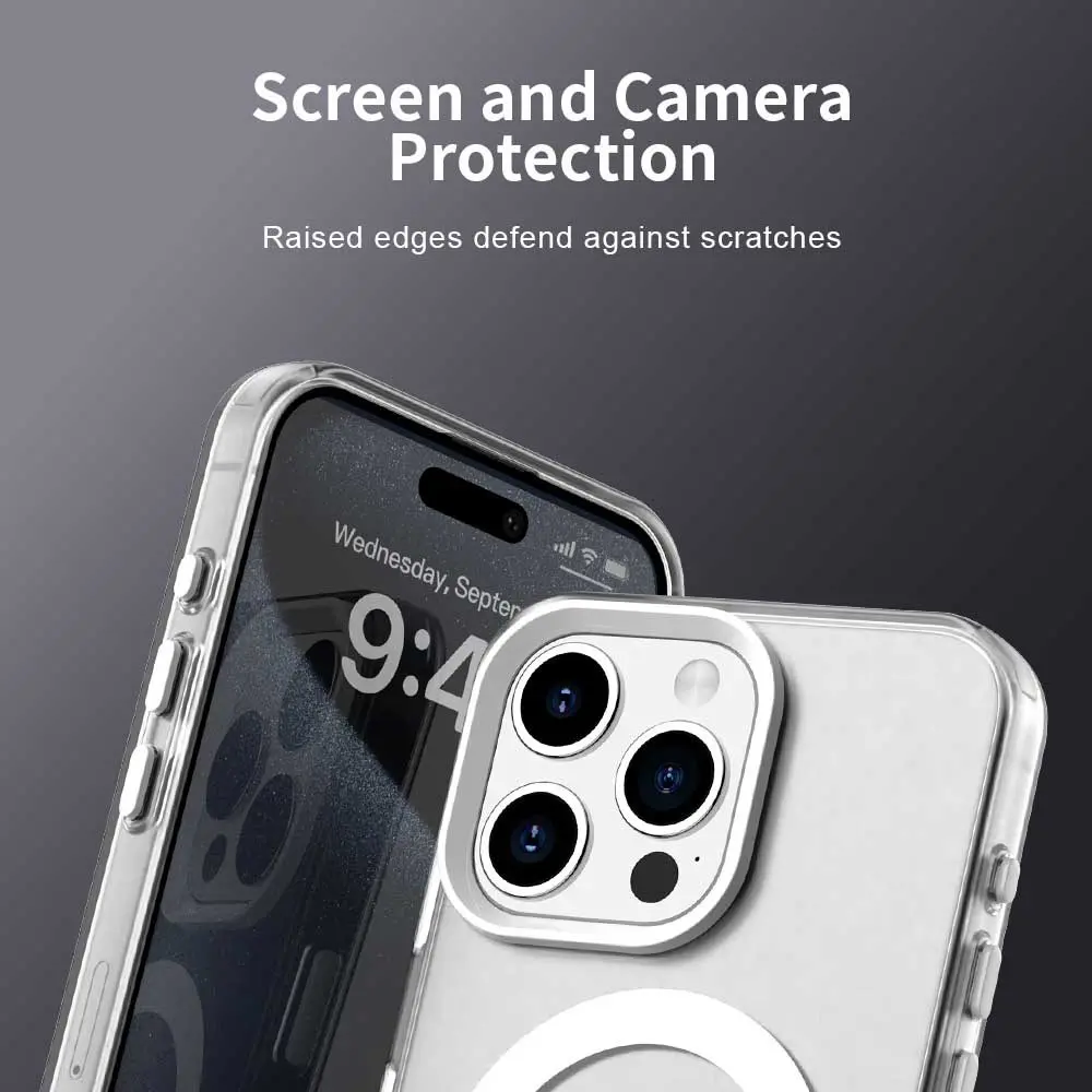 Apple iPhone 15 Pro Hoesje MagSafe Backcover Semi-Transparant & Wit afbeelding 10