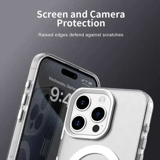 Apple iPhone 15 Pro Hoesje MagSafe Backcover Semi-Transparant & Wit afbeelding 10