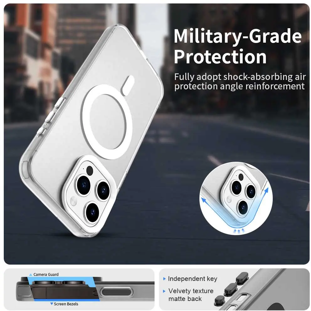 Apple iPhone 15 Pro Hoesje MagSafe Backcover Semi-Transparant & Wit afbeelding 2