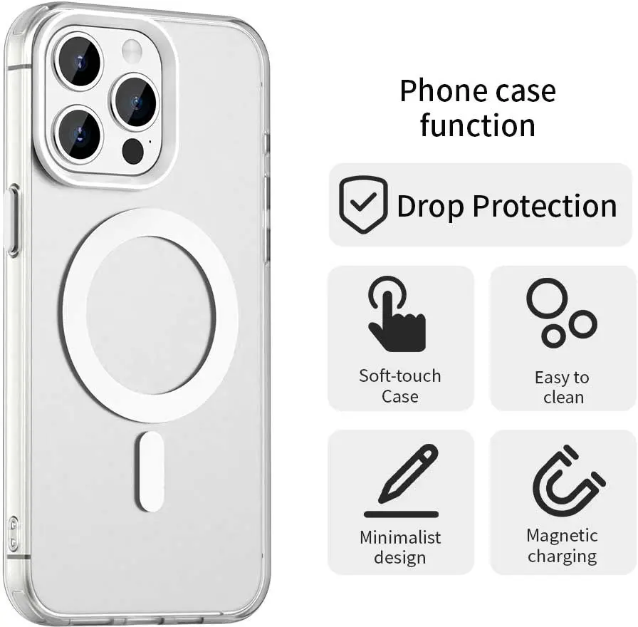Apple iPhone 15 Pro Hoesje MagSafe Backcover Semi-Transparant & Wit afbeelding 6
