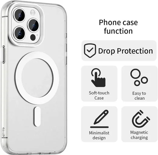 Apple iPhone 15 Pro Hoesje MagSafe Backcover Semi-Transparant & Wit afbeelding 6