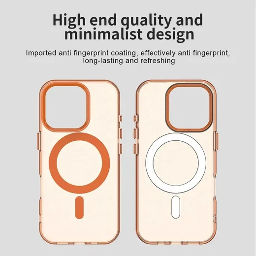Apple iPhone 15 Pro Hoesje MagSafe Backcover Semi-Transparant & Oranje afbeelding 9