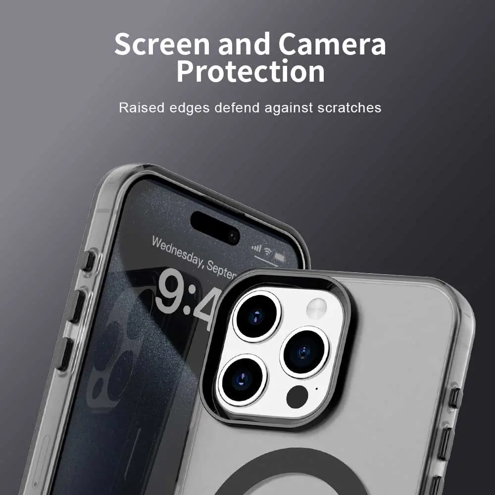 Apple iPhone 15 Pro Hoesje MagSafe Backcover Semi-Transparant & Zwart afbeelding 10