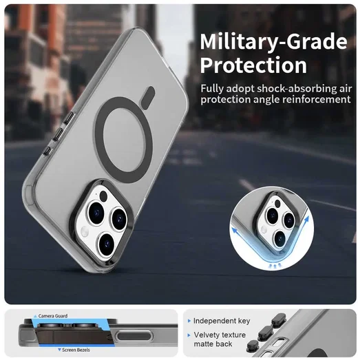 Apple iPhone 15 Pro Hoesje MagSafe Backcover Semi-Transparant & Zwart afbeelding 2