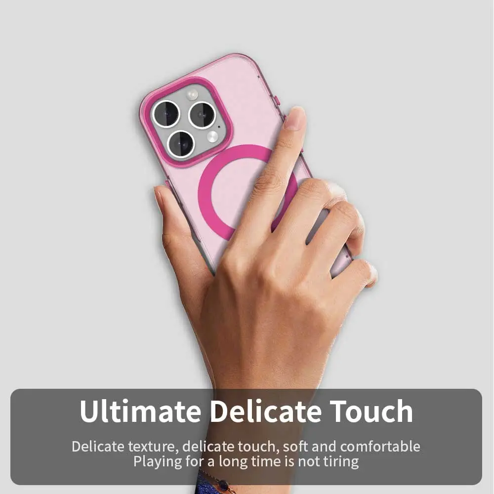 Apple iPhone 15 Pro Hoesje MagSafe Backcover Semi-Transparant & Roze afbeelding 8