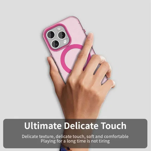 Apple iPhone 15 Pro Hoesje MagSafe Backcover Semi-Transparant & Roze afbeelding 8