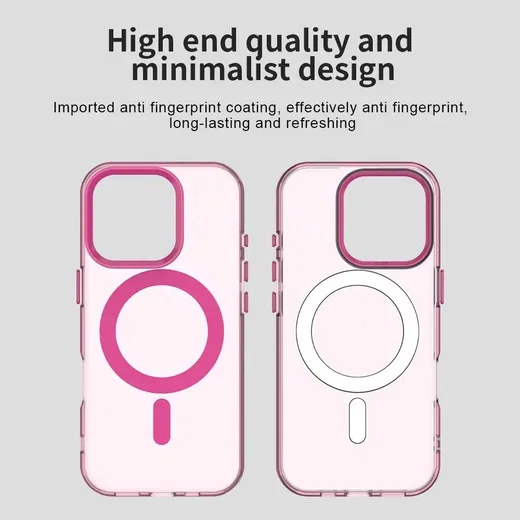 Apple iPhone 15 Pro Hoesje MagSafe Backcover Semi-Transparant & Roze afbeelding 9