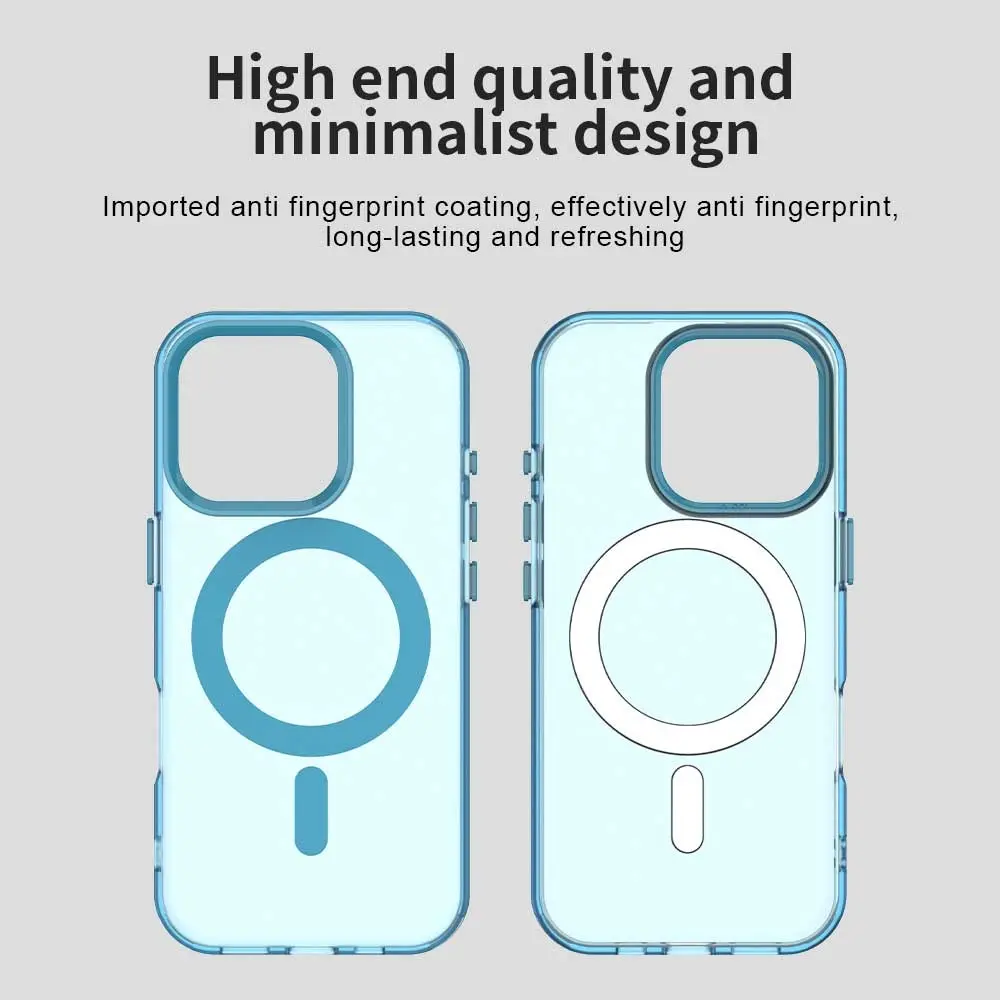 Apple iPhone 15 Pro Hoesje MagSafe Backcover Semi-Transparant & Blauw afbeelding 9