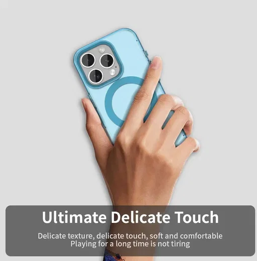 Apple iPhone 15 Pro Hoesje MagSafe Backcover Semi-Transparant & Blauw afbeelding 8