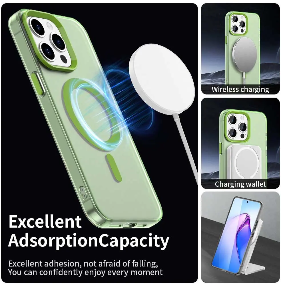 Apple iPhone 15 Pro Hoesje MagSafe Backcover Semi-Transparant & Groen afbeelding 5