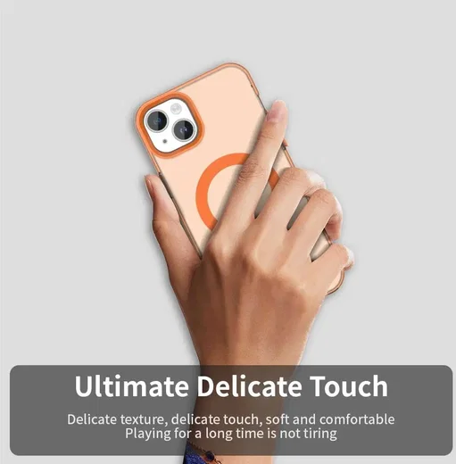 iPhone 15 Plus / 14 Plus Hoesje MagSafe Backcover Semi-Transparant & Oranje afbeelding 5