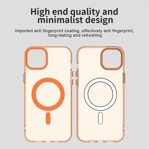 iPhone 15 Plus / 14 Plus Hoesje MagSafe Backcover Semi-Transparant & Oranje afbeelding 6