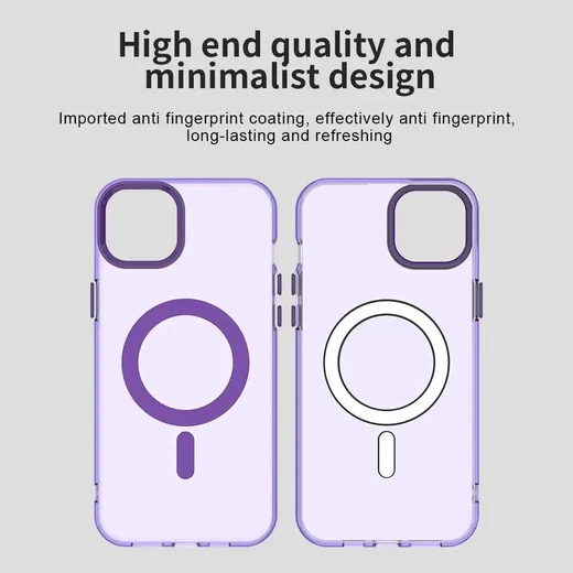 iPhone 15 Plus / 14 Plus Hoesje MagSafe Backcover Semi-Transparant & Paars afbeelding 6