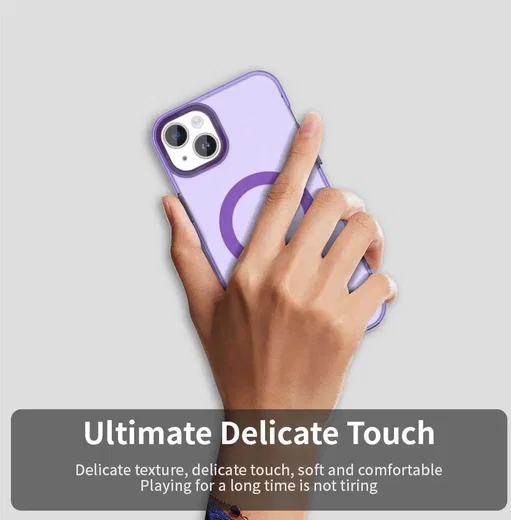 iPhone 15 Plus / 14 Plus Hoesje MagSafe Backcover Semi-Transparant & Paars afbeelding 5