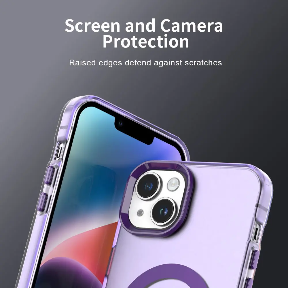 iPhone 15 Plus / 14 Plus Hoesje MagSafe Backcover Semi-Transparant & Paars afbeelding 7